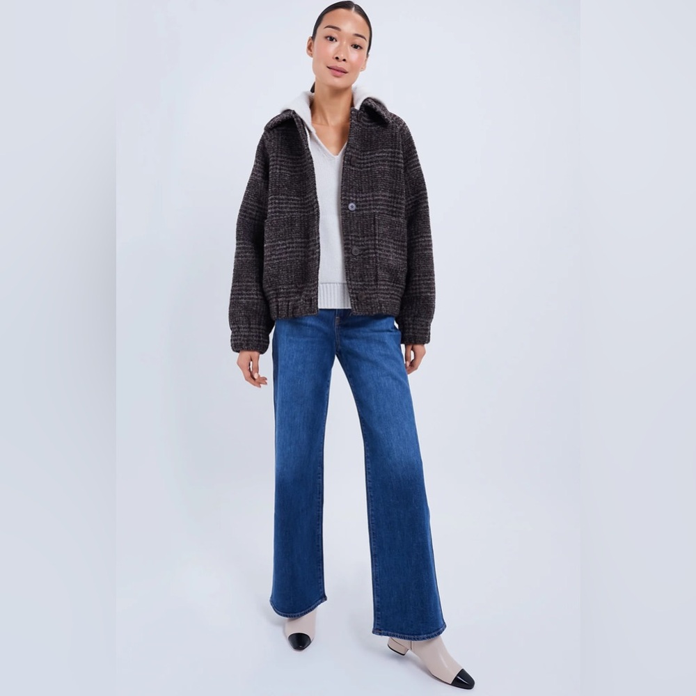 Veronica Beard Taylor Relaxed Wide Leg Jeans High Rise Bright Blue